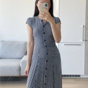 Reformation MIDI Blue Checked Dress